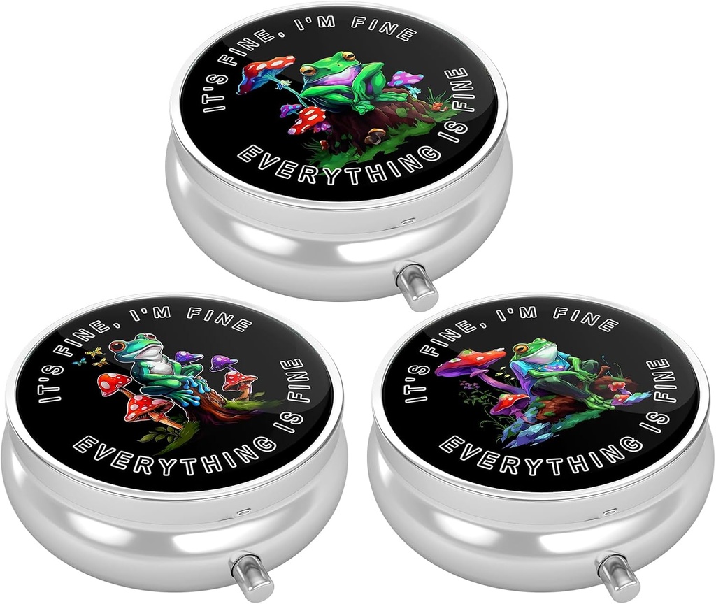 3 Pack Pill Box, Lille Pill sag til purse & Pocket, Cute Travel Medicine Organizer, Portable Medicine Container Holder til at holde vitaminer, Medicin, Fish Oil & Supplement, Cute Frog