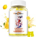 Calcium Magnesium Gummies Voksne Børn - Sukker Free Chewable Vegan Alger Calciumtilskud til kvinder Mænd Support Plus Bone Styrke med Zink Kalium Vitamin D3 K2 Lemon Flavor 60CT