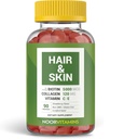Noor Vitamin Halal Hår Vitamin Biotin, Collagen, Silica, C-vitamin & E understøtter hår, hud & nail sundhed; Natural Strawberry Gummy Vitamin. Gluten Free & a Certified Halal Vitamin (90 Greve)