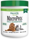 MacroLife Naturals MacroPets Green Superfood supplement pulver Topper til hund kat lille pattedyr, naturlig ernæring Boost Probiotika fordøjelsesfremmende enzymer E-vitamin - immungut sundhed & energi - 6.35oz