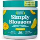 Simply Blossom Nutrition Daily Green & Superfood Powder + Collagen + Probiotika til kvinders fordøjelsesmæssige sundhed & Bloating Relief. Hjælp dit helbred Bloom - 30 dages forsyning - Mango