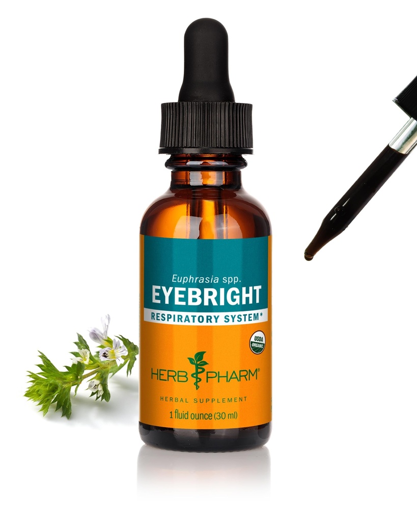 Herb Pharm Certified Organic Eyebright Liquid Extract for Respiratory System Support - 1 Ounce, klar