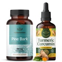 HERBAMAMA Gurkemeje Extract and Pine Bark Kit - Bundle of 400 mg French Maritime Capsules & Gurkemeje Extract Tincture 2 fl oz - Vegan, Non- GMO, Sugar & Alcohol- Free - 2 Pack