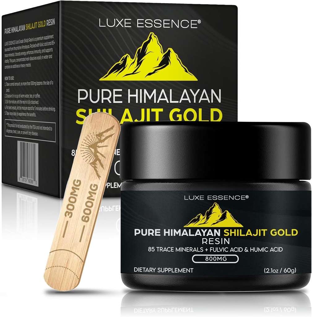 Pure Himalayan Organic Shilajit Resin 124; 800mg Potency Gold Grade # 124; Natural Source of Fulvic Acid & Trace Minerals # 124; Plant- Based # 124; Non- GMO 'er # 124; 60g