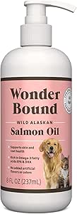 Mærke - Wonder Bound Wild Alaska Salmon Oil - Hud og Coat Support, Omega 3 supplement til hund og kat, 8 fl oz