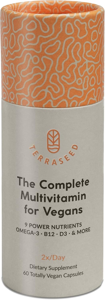 Complete Vegan Multivitamin with Iron, Omega 3, Vitamin D3, Folate, Zinc, Vitamin B12, & More - 100% Sustainable Vegan Vitamins - Non-GMO, Gluten Free, Made in The USA (30 Day Supply)