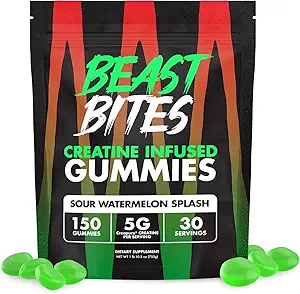 BEAST BITES - Creatin Infunded Gummies - 5g Creapure Creatine Monohydrat Per Serving - NSF Certified for Sport - 30 Servere