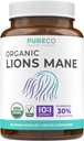 Organic Lions Mane Supplement Kapsler - USDA Organic Mushroom Supplement Kapsler med 1000mg Lions Mane 10: 1 Uddrag per servering med 30% polysaccharider - Vegan & Non- GMO (1 måned Tilgang)