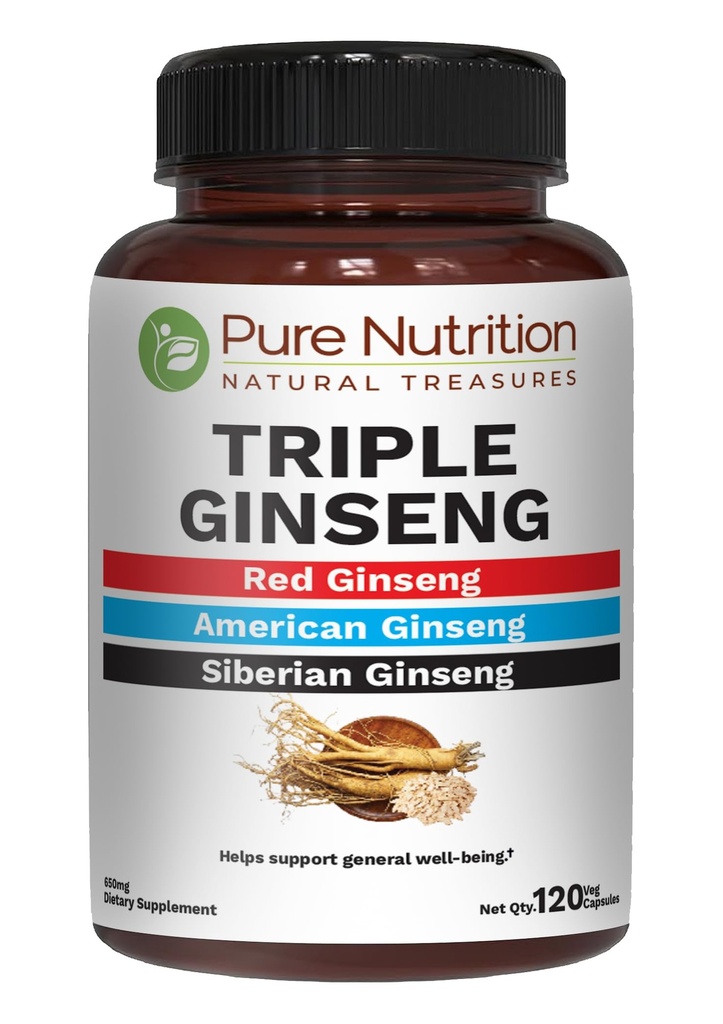 Pure Nutrition Triple Ginseng 650mg Ikke-GMO 'er