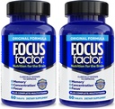 Focus Factor Nutrition for The Brain, Forbedret hukommelse & Koncentration Brain Supplement, Komplet Multivitamin med Vitaminer B6, B12, D, Bacopa Monnieri & Tyrosine, 60 Greve (pakke med 2)