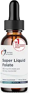 Designs for Health B12 + Folate Drops - Super Liquid Folate with Vitamin B12 as Methylcobalamin - 400mcg Folate + 40mcg Methyl B12 per Drop, Non-GMO + Vegetarian (660 Servings / 1 Fl Oz)