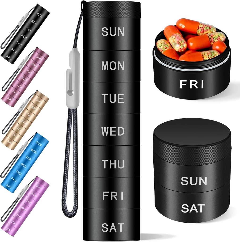 Aluminium Travel Pill Organizer, Ugentlig Metal Pill Case, Pill Holder, Fugt Bevis Vandtæt Daily Pill Box 7 Dag, Stor Pill Container til at holde vitaminer, Medicin, Kosttilskud