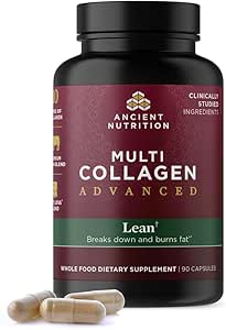 Ancient Nutrition Multi Collagen Advanced Lean med Probiotika, Hydrolyzed Collagen Peptider understøtter sunde vægttab og fedt tab, 90 Greve