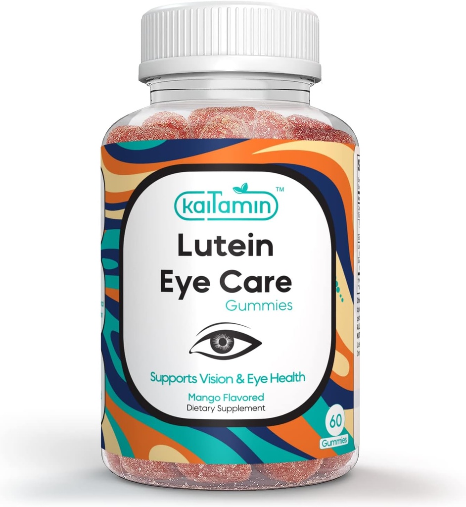 Lutein & Zeaxanthin Eye supplement til voksne - Beskyttelse Støtte til øjne - Yummy Mango Flavored Vegan, Glute- fri, Lavet med kokosolie. 60 Gummies