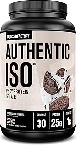 Jacked Factory Autentiske ISO Grass Fed Whey Protein Isolate Powder - Low Carb, Non- GMO Muscle Building Protein w / No Fillers, Post Workout Inddrivelse, Cookies & Cream