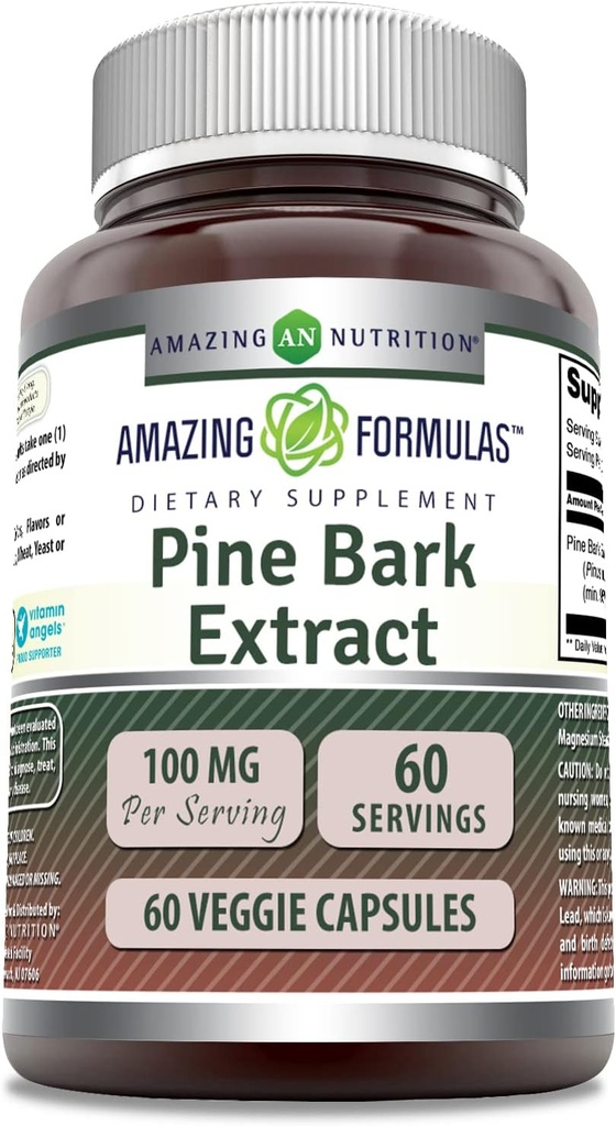 Amazing Formulas Pine Bark Extract 100 Mg- 124; Vegetariske Kapsler Supplement 124; Non- GMO Note 124; Gluten- Free