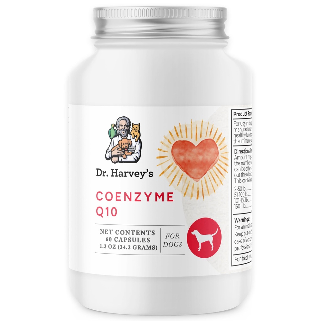 Dr. Harveys Coenzym Q10 - Heart & Cardiovaskulær Support Support for Hunde, 60 Kapsler