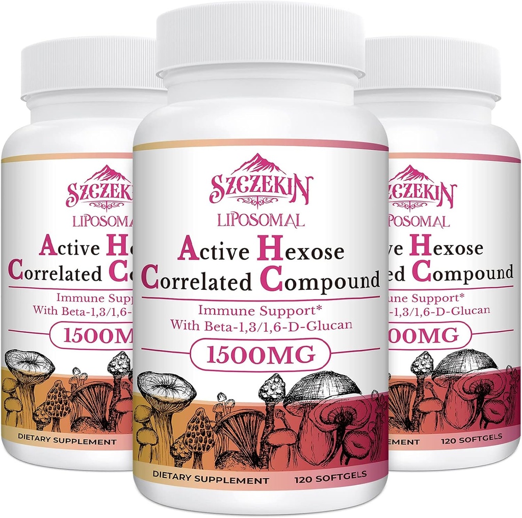 1500mg Liposomal Aktiv Hexose Korreleret Supplement, 360 Soft Gels Beta- Glucans med Natural Mushroom Extract, Immunsystem, Leverfunktion, Opretholde T- Cell & Killer Cell Aktivitet
