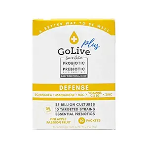 GoLive immunforsvar - Sugar- Free Synbiotic Powder med Prebiotika & Probiotika - 25 milliarder CFU 'er, 10 kliniske stakes - Understøtter fordøjelse, Metabolisme & Immunitet - 10 Serveringer