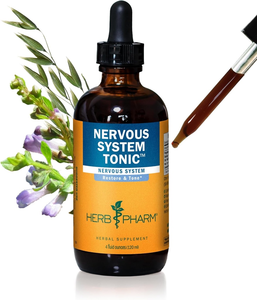Herb Pharm Nervous System Tonic Liquid Herbal Formula to Strengthen and Calm the Nervous System - 4 Ounce
