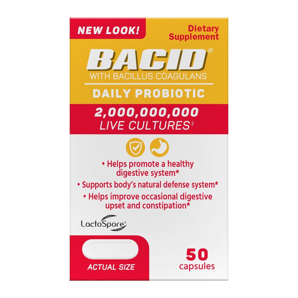 Bacit Daglig Probiotikum med Bacillus Coagulans, 50 greve, fordøjelsestillæg til at forbedre lejlighedsvis obstipation