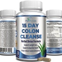 15 Day Colon Cleanse og Detox, Herbal Detox Formel, understøtter vægttab, Forstoppelse Relief - øger energi. Flush toksiner, Natural Safe Colon Cleanser til mænd og kvinder - 30 kapsler