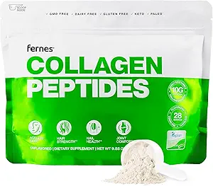 Hydrolyseret collagen peptider supplement til kvinder & mænd - Fælles, Hår, hud og negle support - Græs Fed type I & III - Keto, Paleo - 28 Servere, 9.88 oz, Unflavored Powder