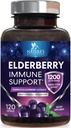 Elderberry immunforsvar 1200mg - Daglig immunstøtte til voksne med koncentreret Sambucus Black Elderberry Extract - Antioxidant Vitamin supplement, Gluten Free, Flasket i USA - 120 kapsler