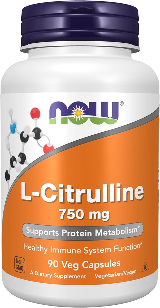 Now Foods Supplements, L- Citrullin 750 mg, Understøtter Protein Metabolisme *, Aminosyre, 90 Veg kapsler