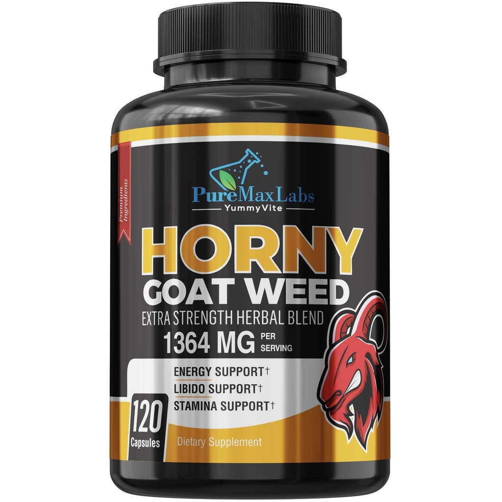 Horny Geat Weed Extra Strength Blend, 120 Kapsler, w. Maca, Arginin, Ginseng, Tribulus, Tongkat, Libido, Stamina, Energistøtte, Non- GMO Formel, 120 Caps