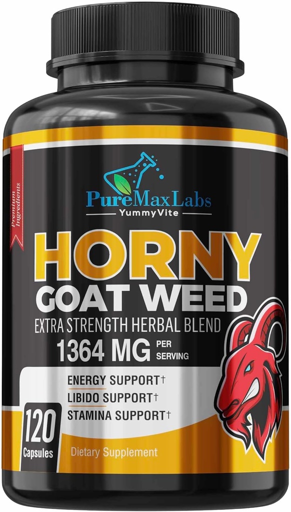 Horny Geat Weed Extra Strength Blend, 120 Kapsler, w. Maca, Arginin, Ginseng, Tribulus, Tongkat, Libido, Stamina, Energistøtte, Non- GMO Formel, 120 Caps