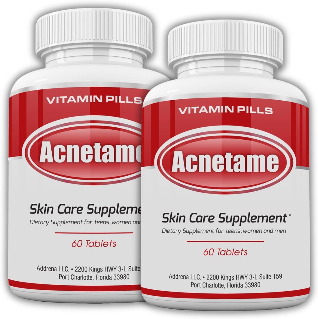Acne piller 2 Pack 120 Piller - Vitamin Kosttilskud til Acne breakout- Hormonal Pimple Tablets to Clear Oliy Skin for Kvinder, Mænd, Teens, og voksne