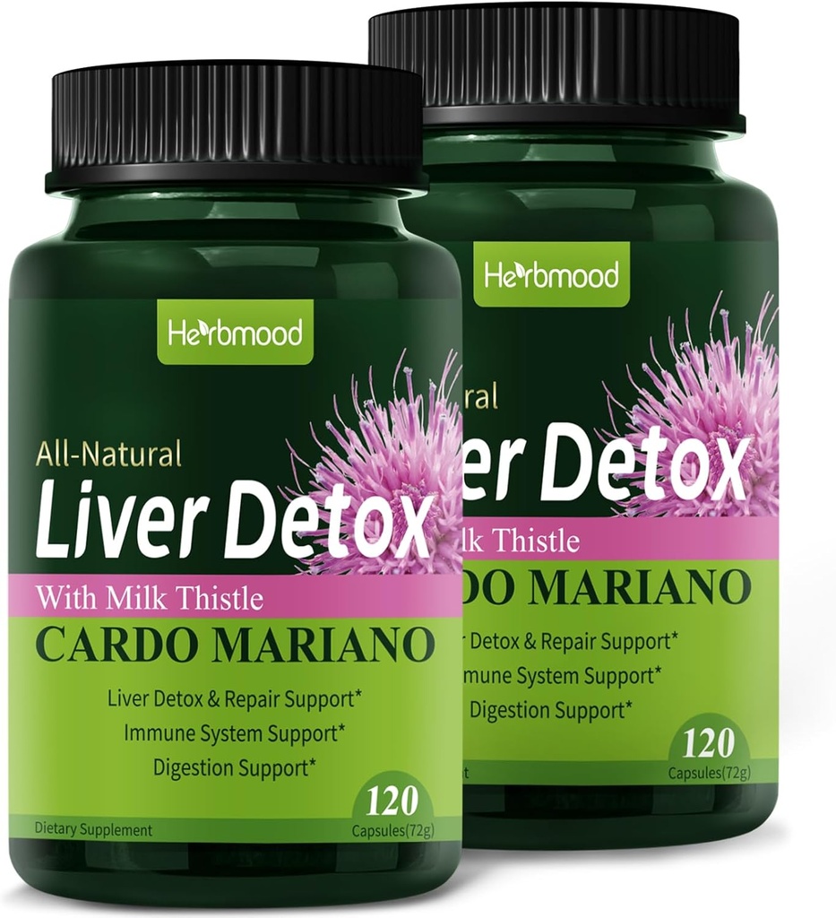 Herdmood Silymarin Milk Thistle Lever Detox kapsler til fede lever, Alcachofa y Cardo Mariano con Silimarina para el Higado Graso, lever rense Detox & reparation Formel w / Artichoke ekstrakt. 240Tæl
