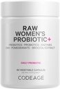 Codeage Raw Women 's Probiotic + Supplement - 34 Probiotiske Strops, 100 Millioner CFU' er, fordøjelsesenzymer, Prebiotic Blend, DIM, planteekstrakter, Phytonutrients - Non-GMO - 30 Kapsler