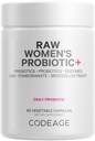 Codeage Raw Women 's Probiotic + Supplement - 34 Probiotiske Strops, 100 Millioner CFU' er, fordøjelsesenzymer, Prebiotic Blend, DIM, planteekstrakter, Phytonutrients - Non-GMO - 30 Kapsler