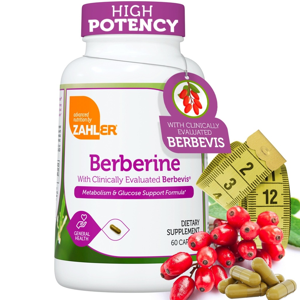Berberine med klinisk evalueret Berbevis, Metabolisme og Glucos Support Formel, 60 kapsler.