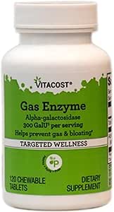 Vitacost Gas Enzyme Alpha- galactosidase - 300 GalU per servering - 120 tyggetabletter