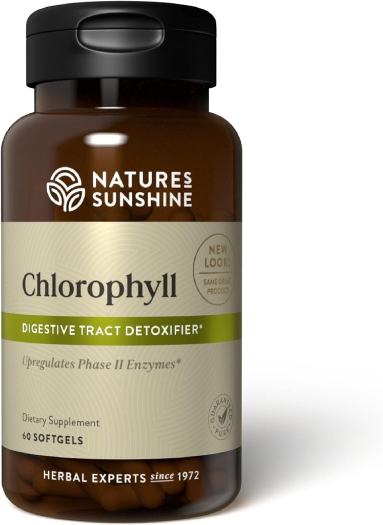 Naturens solskin Chlorophyll, 60 Softgel kapsler: Support fordøjelse, Immunitet & afgiftning med interne deodorant fordele. Easy- to- Swallow kapsler fremme samlet velvære & energi