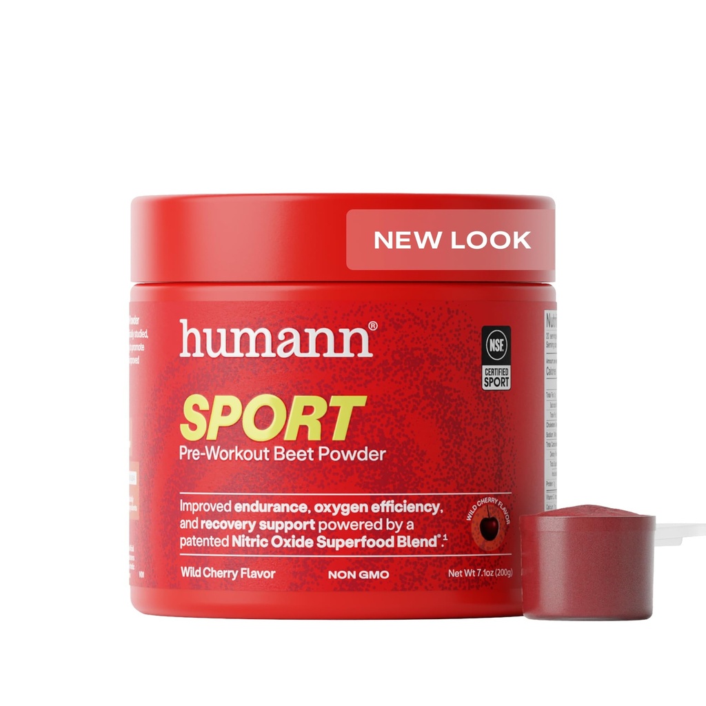 Humann SuperBeets Sport Endurance Pre Workout Powder, nitrogenoxid supplement, NSF Certificeret, Stimulant & Kaffefri, Lavet med Beet Root, Wild Cherry, 20 Servere