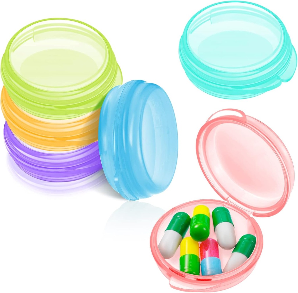 Patelai 6 Pakker Lille Pill Organizer Box, Travel Pill Container Portable Daily Mini Medicine Case Holder for Pocket Purse Briefcase Travel Medicine Cod Lever Oil Storage Box (frisk farve)