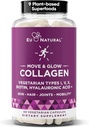 Flyt & Glow collagen piller til kvinder & mænd - Vegetarisk multi-collagen (type I-V-X) med 9 Plantebaserede superfødevarer til hud sundhed & fælles støtte - Biotin, C-vitamin, E-vitamin, 60 Vegetariske kapsler