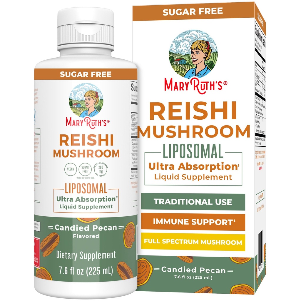 MaryRuth Organics Reishi Vegan Mushroom Supplement Note 124; Ultra Absorption Liposomal