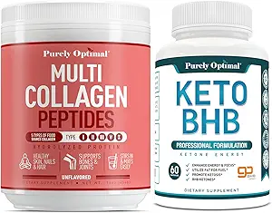 Purely Optimal Premium Multi Collagen Powder + Premium Keto Diet Pills Utilize Fat for Energy with Ketosis