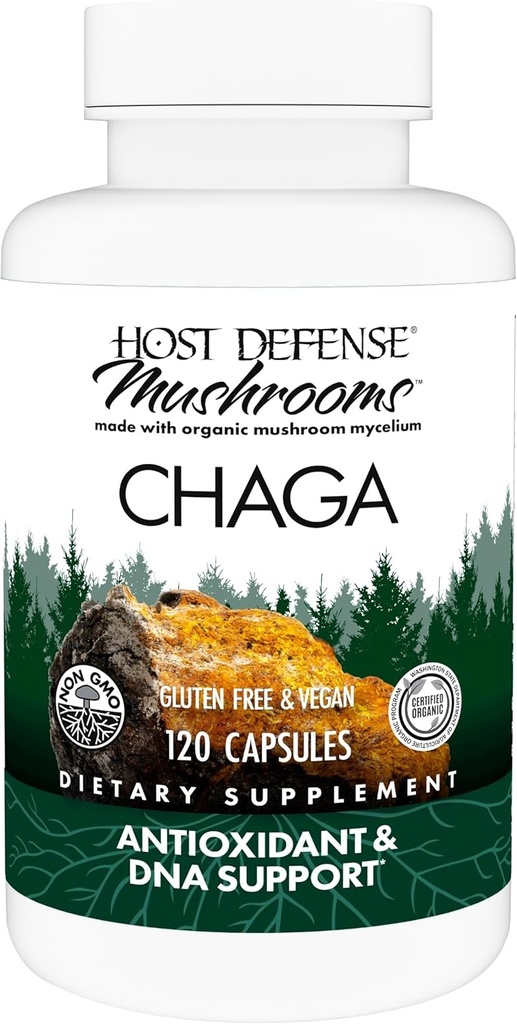 Værtsforsvar Chaga Kapsler - immunsystem Support - Chaga Mushroom Kapsler til Antioxidant Aktivitet Support - Kosttilskud - 120 Kapsler (60 Servere) *