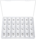 XL Pille Organizer 4 gange om dagen, BUG HULL ekstra store ugentlige pilleboks sag, 7 dages Vitamin Container Daglig Pill Holder for Cod- Lever Oil, Vitamin, Kosttilskud (hvid)