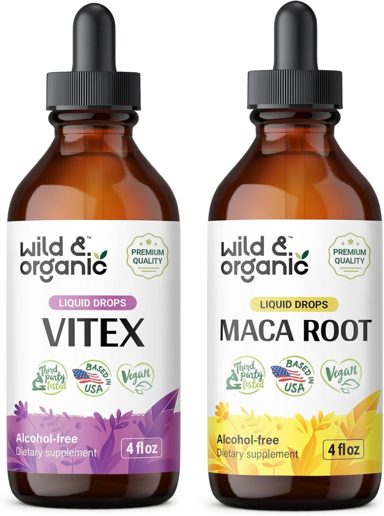 Wild & Organic Vitex Tinktur 4 fl oz & Maca Root Tinktur 4 fl oz