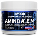 Evogen Amino K.E.M. - EAA & BCAA Powder Pump Volumizer Memory 124; BCAAs Aminosyrer tillæg for blodgennemstrømning, muskelvækst, & Hydration Memory 124; Blueberry Apple Memory 124; 30 Servering
