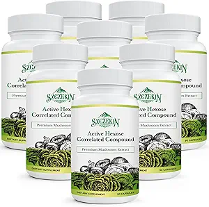 Active Hexose Correlated Compound 1500 mg Supplement, Natural 8 Mushroom Extract Supplement, Immunsystem, Leverfunktion, Natural Killer og T celler Aktivitet, 720 Veggie Kapsler