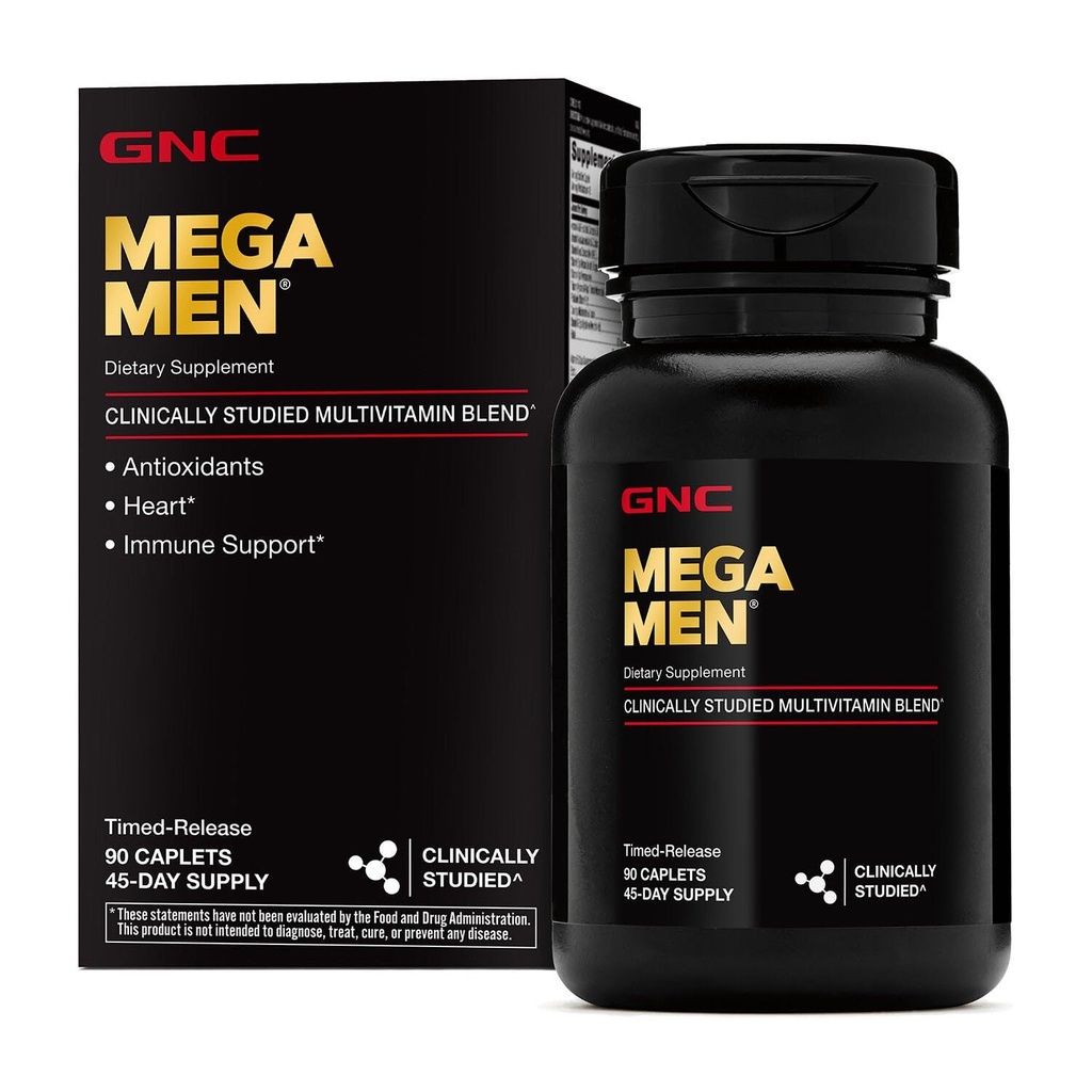 GNC Mega Mænd Multivitamin Caplets, Klinisk bevist at føle sig bedre, Immunstøtte, Energistøtte, Antioxidanter, B Vitaminer, Vitamin D-3, Timet Release, 90 Greve, 45 Day Supply