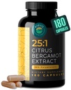 Citrus Bergamot Extract 1000mg kapsler - Natural 25: 1 Citrus Bergamot tillæg med 50% polyphenoler ekstrakt og sort peber - Natural Formel Vegan og non-GMO - 180 kapsler